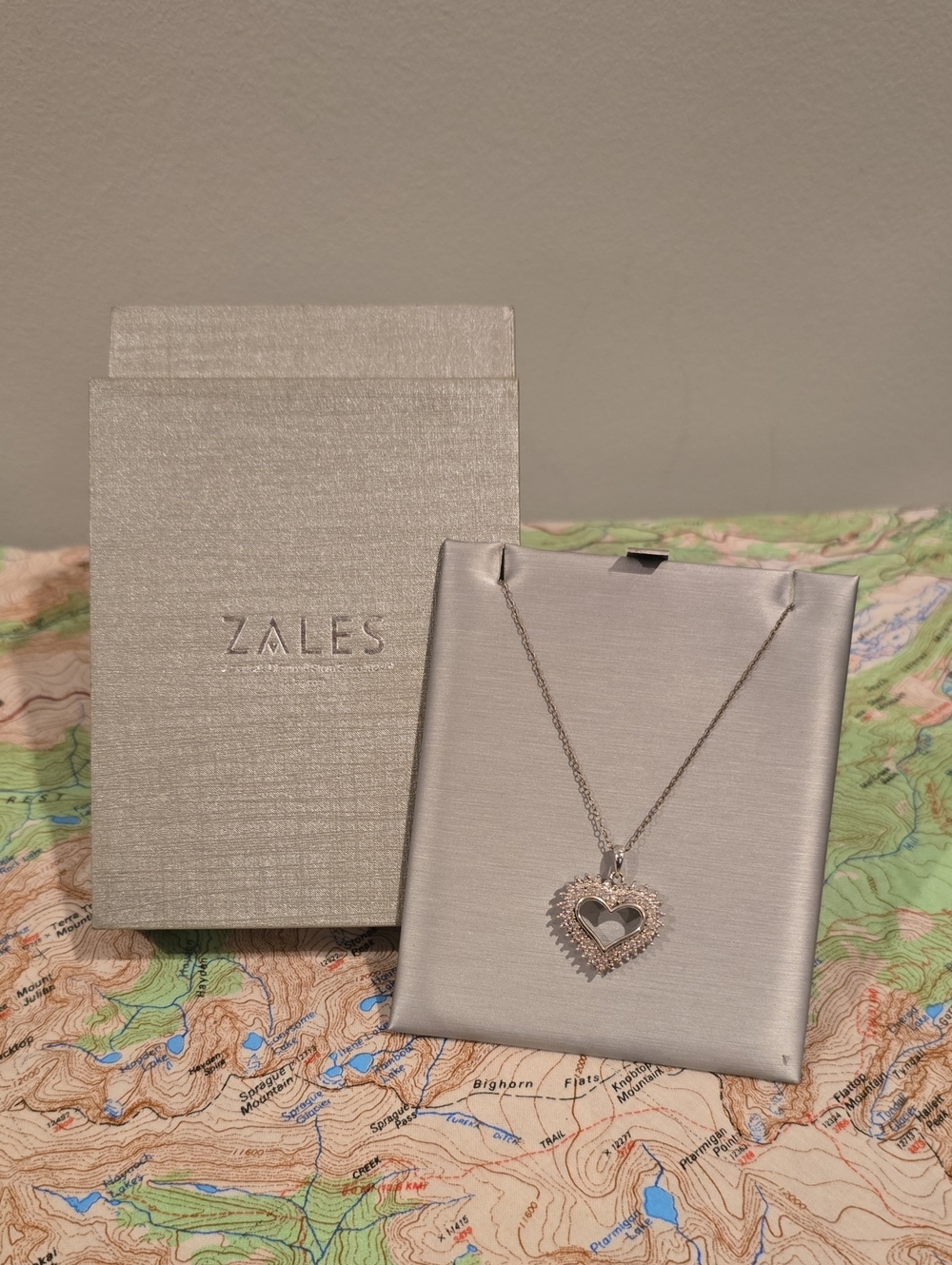 Zales Silver Heart Halo Pendant Necklace